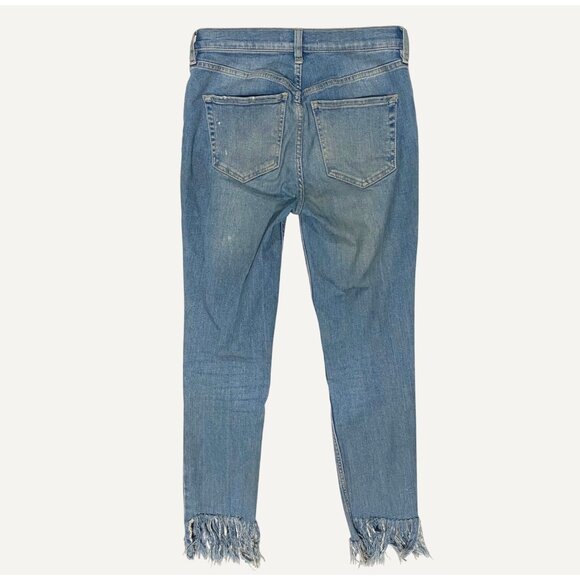 womens size 27 We The Free People raw fringe hem jeans distressed skinny - Picture 3 of 10